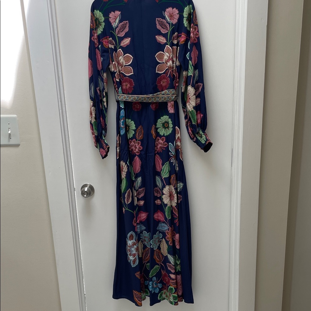 Hermoza NWT Johanna Tie Dress Navy Flora Long Sleeve Size XS Dress - Picture 5 of 10